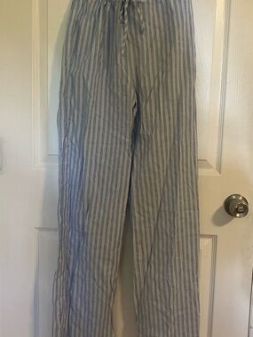 RSQ Women's Light Blue and White Striped Wide Leg Pants